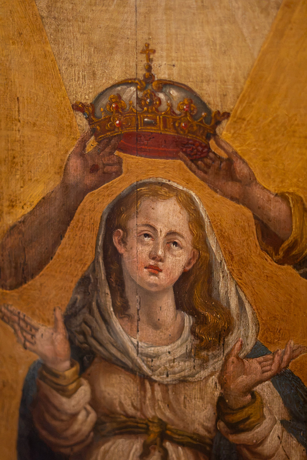 Coronación de la Virgen – Óleo sobre tabla, siglo XVIII