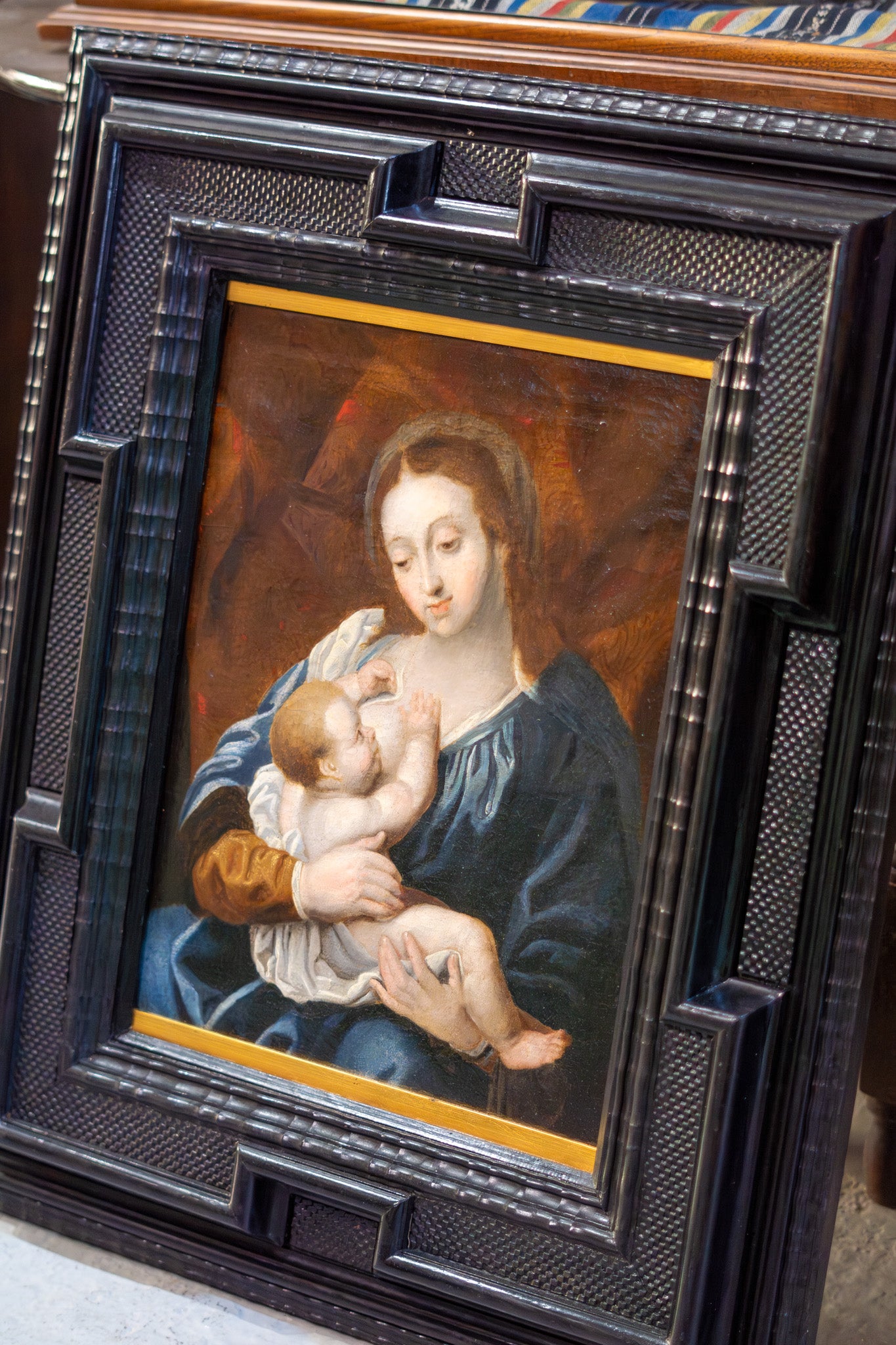 Pintura Virgen con El Niño S.XVII