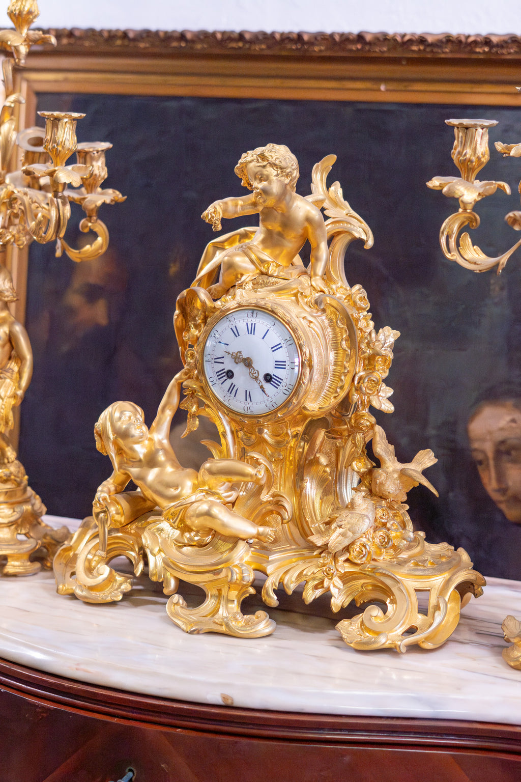 Reloj Francés de Bronce con guarnición S.XIX