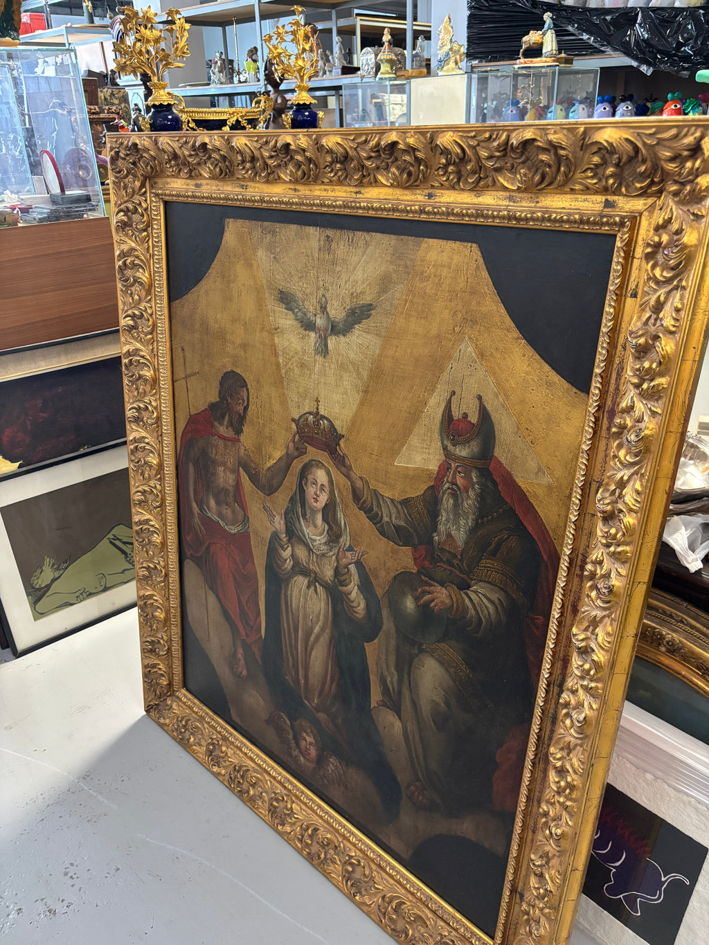 Coronación de la Virgen – Óleo sobre tabla, siglo XVIII