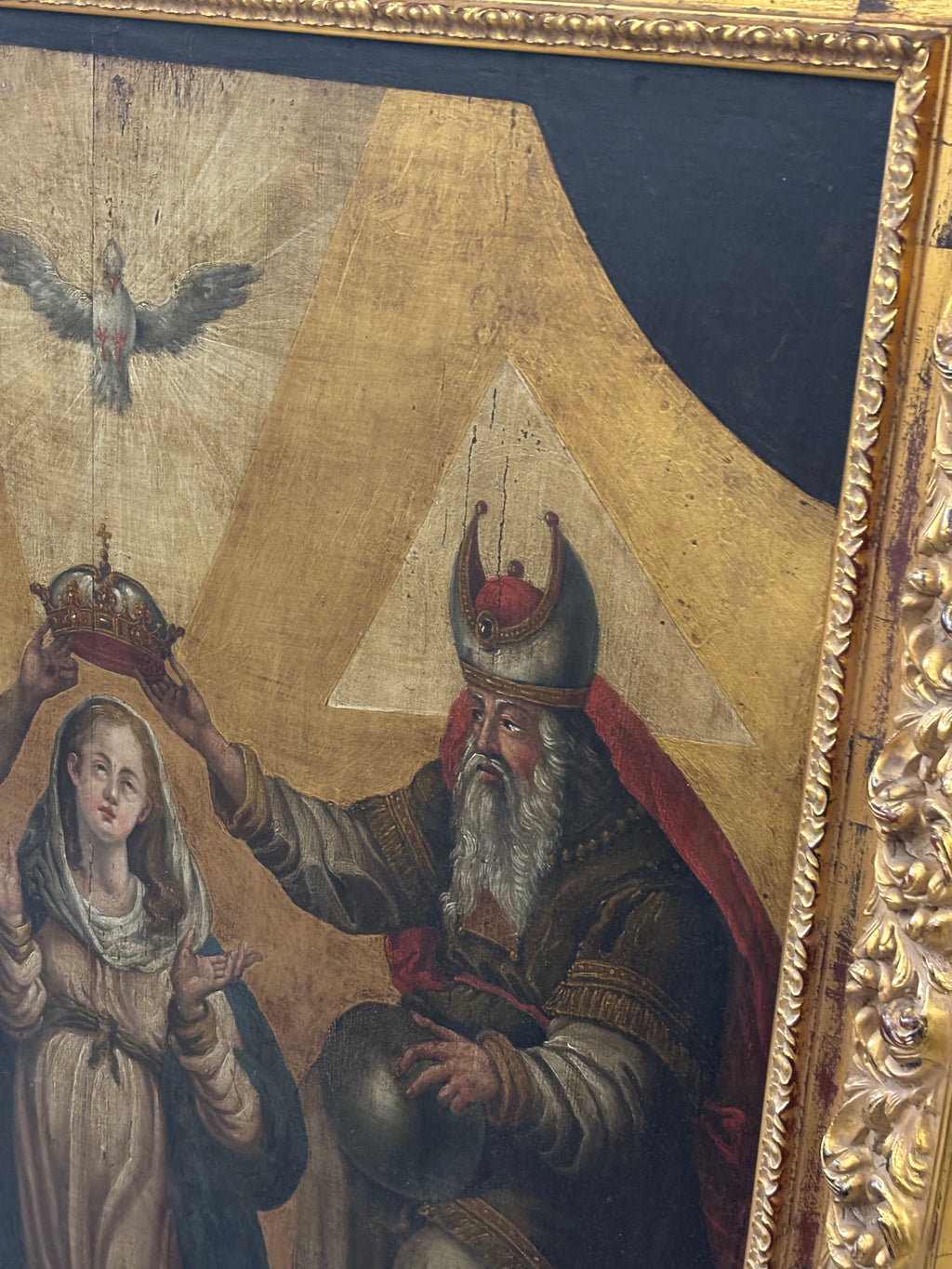 Coronación de la Virgen – Óleo sobre tabla, siglo XVIII