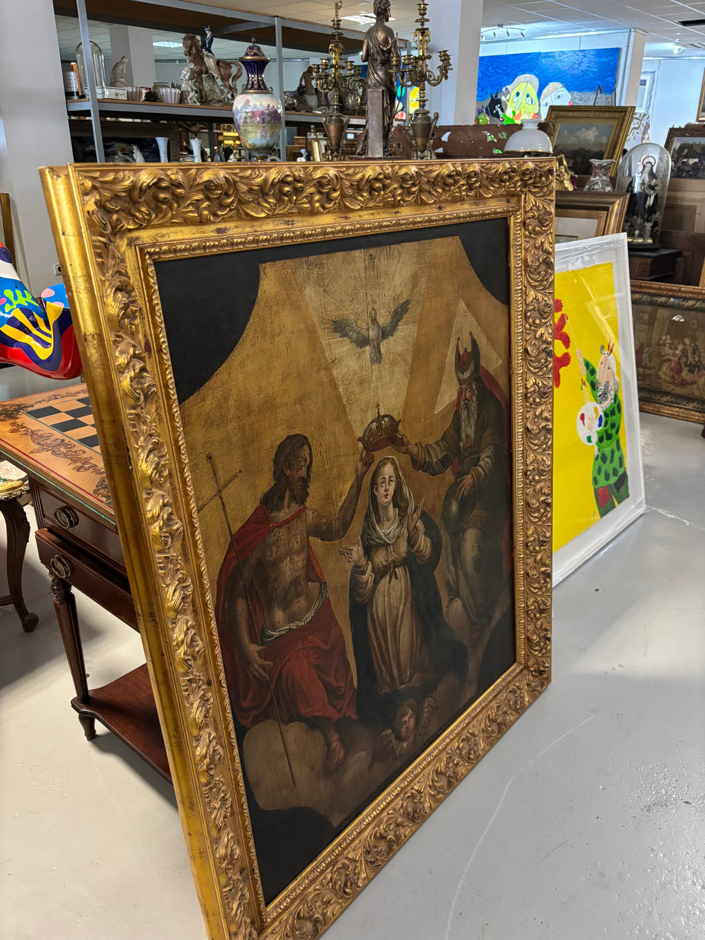 Coronación de la Virgen – Óleo sobre tabla, siglo XVIII
