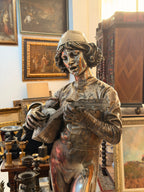 Escultura francesa en bronce plateado del S.XIX – Le Chanteur Florentin, Paul Dubois